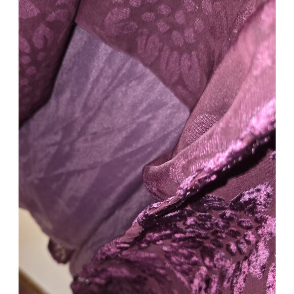 VTG Katy D Deep Purple Babydoll Velour Velvet Burnout Dress PLUS 18/20 Floral - Picture 7 of 16